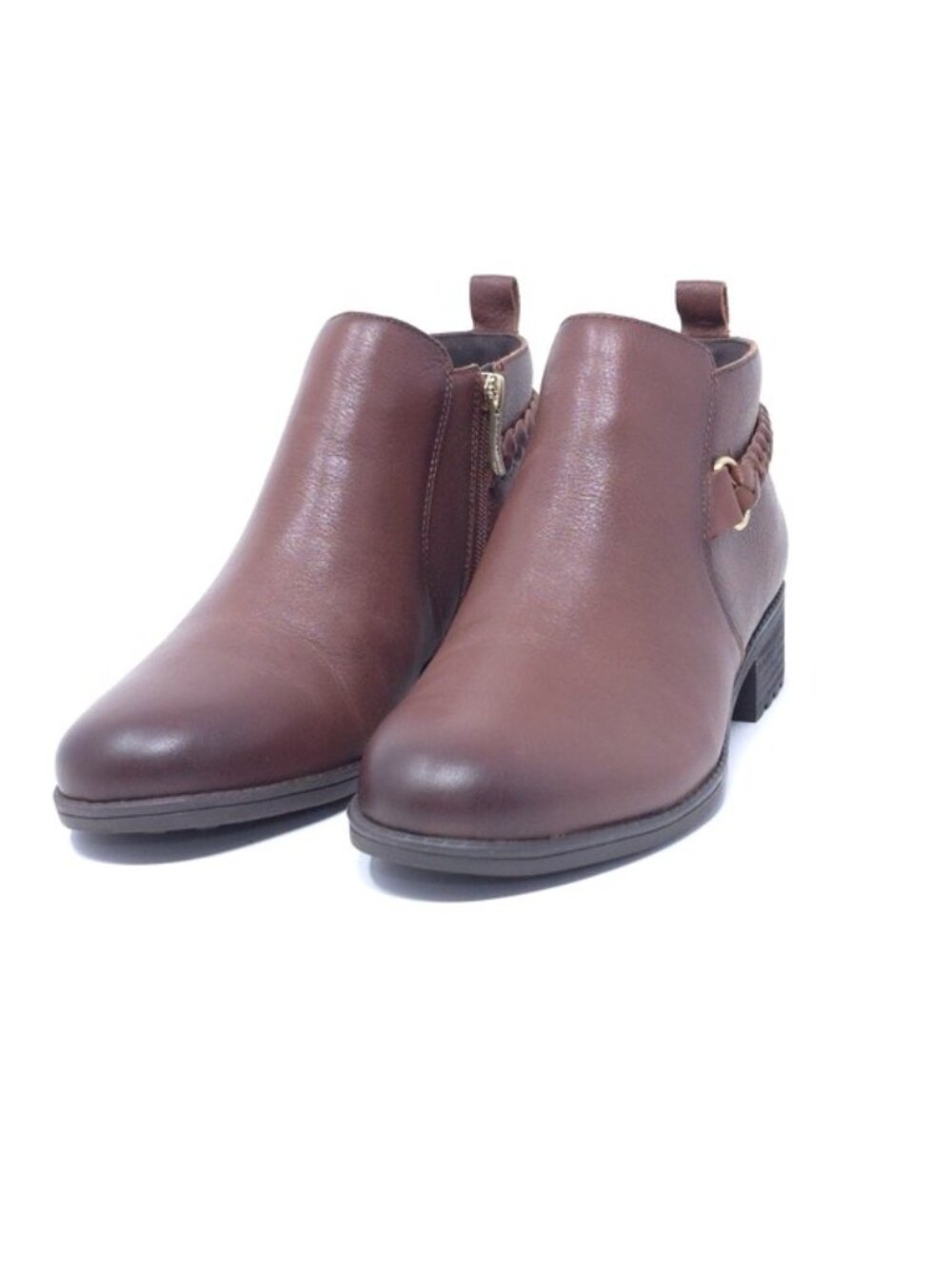 Easy Spirit Roslyn 210 Ankle Boots Brown Memory Foam Side Zip Size 11M